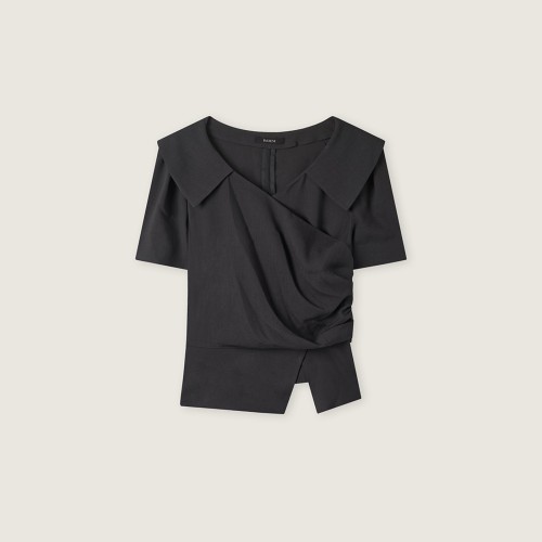 [N배송] 로엠 오픈카라 랩 블라우스 RMBLG25NT2
