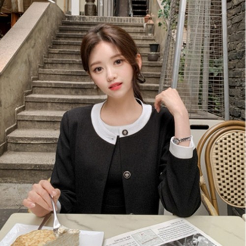 (국내제작) 크롭 배색 트위드 자켓 jk2115