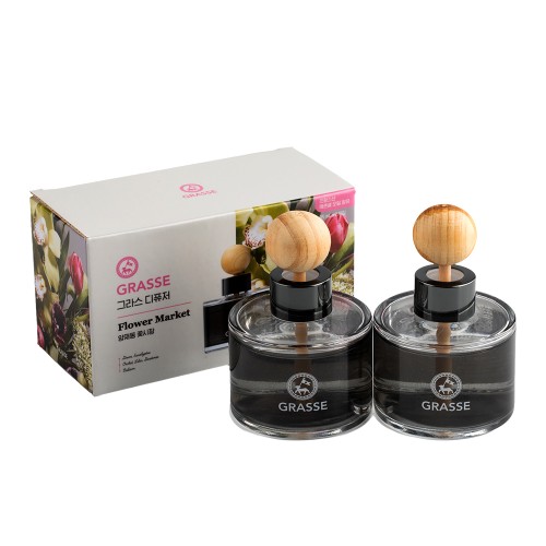 [불스원]그라스 차량용 방향제 디퓨저 세트 양재동꽃시장, 95ml, 2개