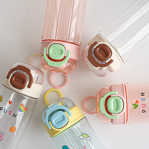 프레쉬어랏 푸시팝 트라이탄 투웨이 원터치 빨대 텀블러 어린이 물병 보틀 450ml, 블루