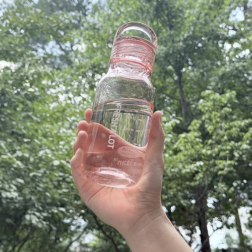 프레쉬어랏 트라이탄 물병 어린이 학생 휴대용 가벼운 핸들캡 에어 보틀 430ml, 핑크